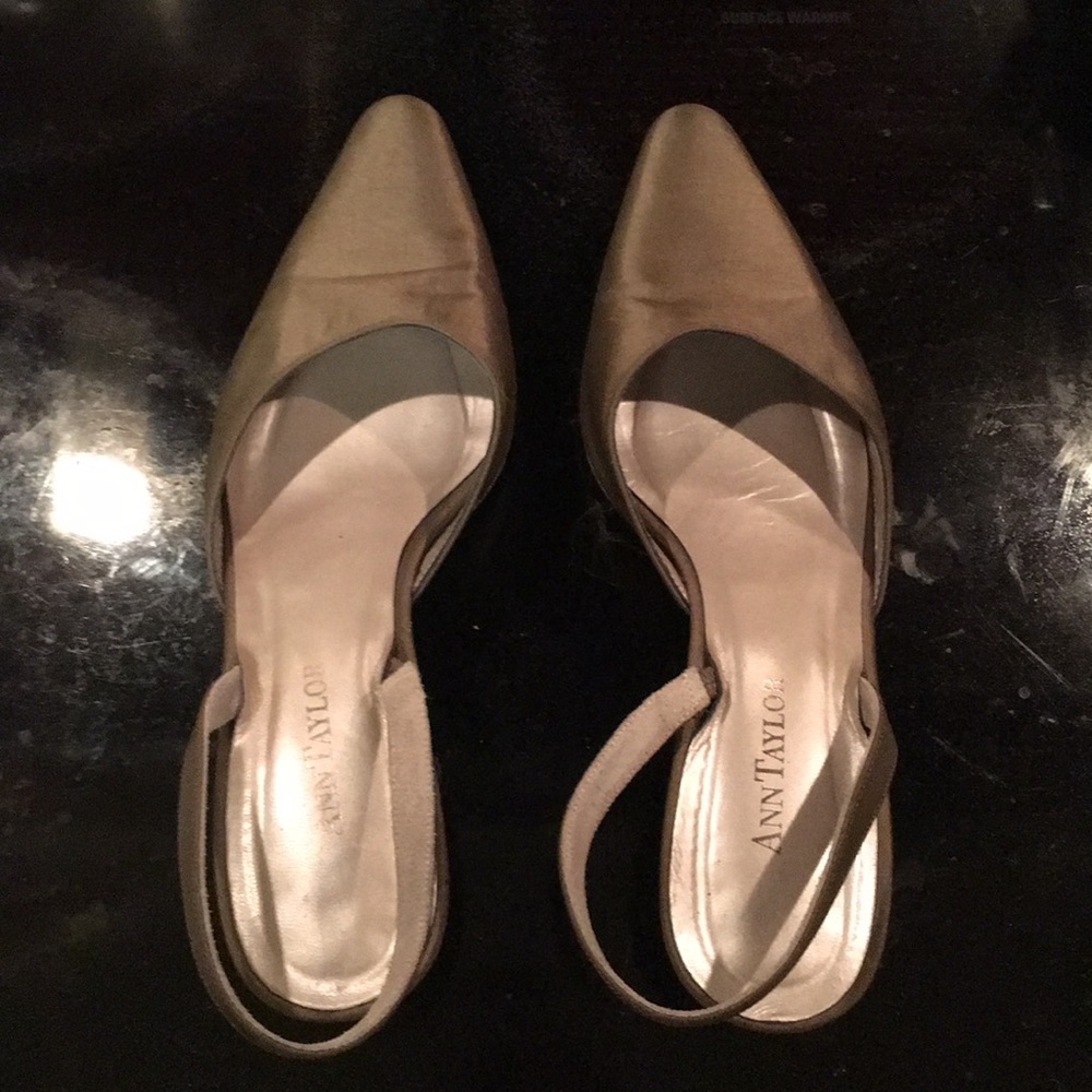 Ann Taylor Satin Sling back heels